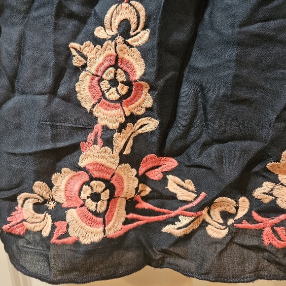 Free People Embroidered Aida Mini Slip Dress V Neck Sleeveless A Line S Navy NWT - Picture 9 of 15